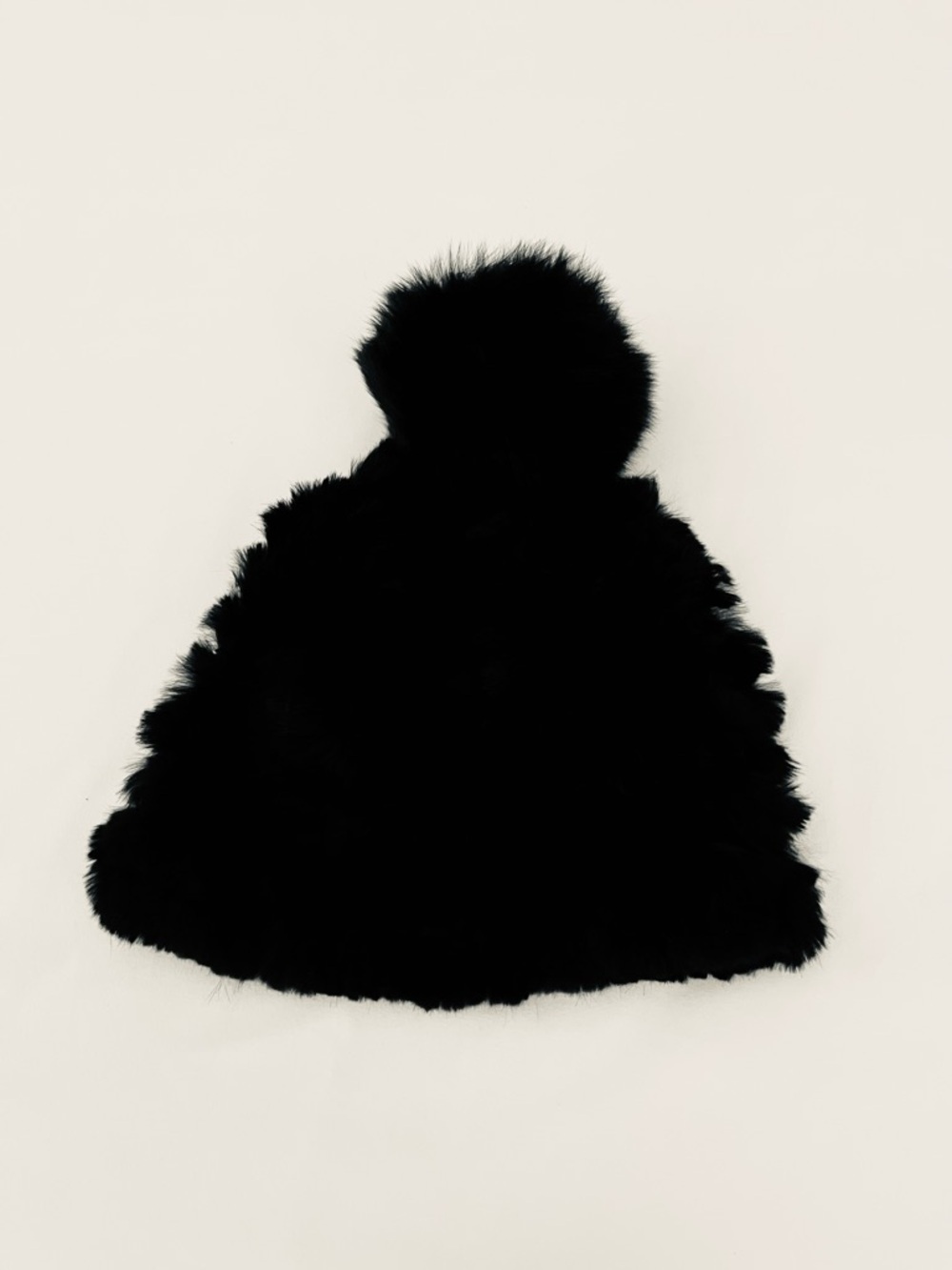 Black Rabbit/Fox Fur Pom Beanie